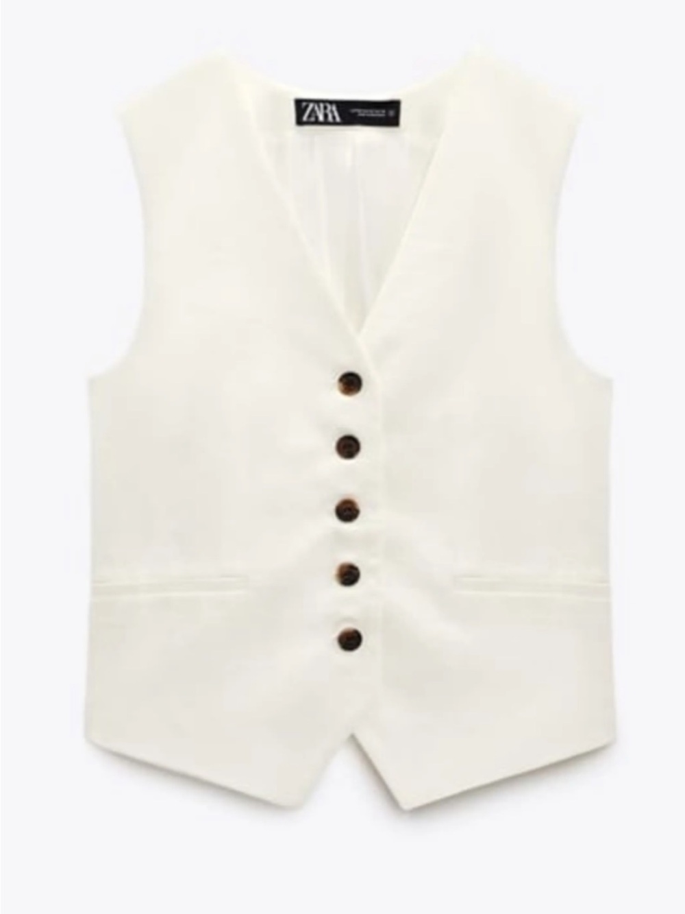 Zara White Button Front Vest